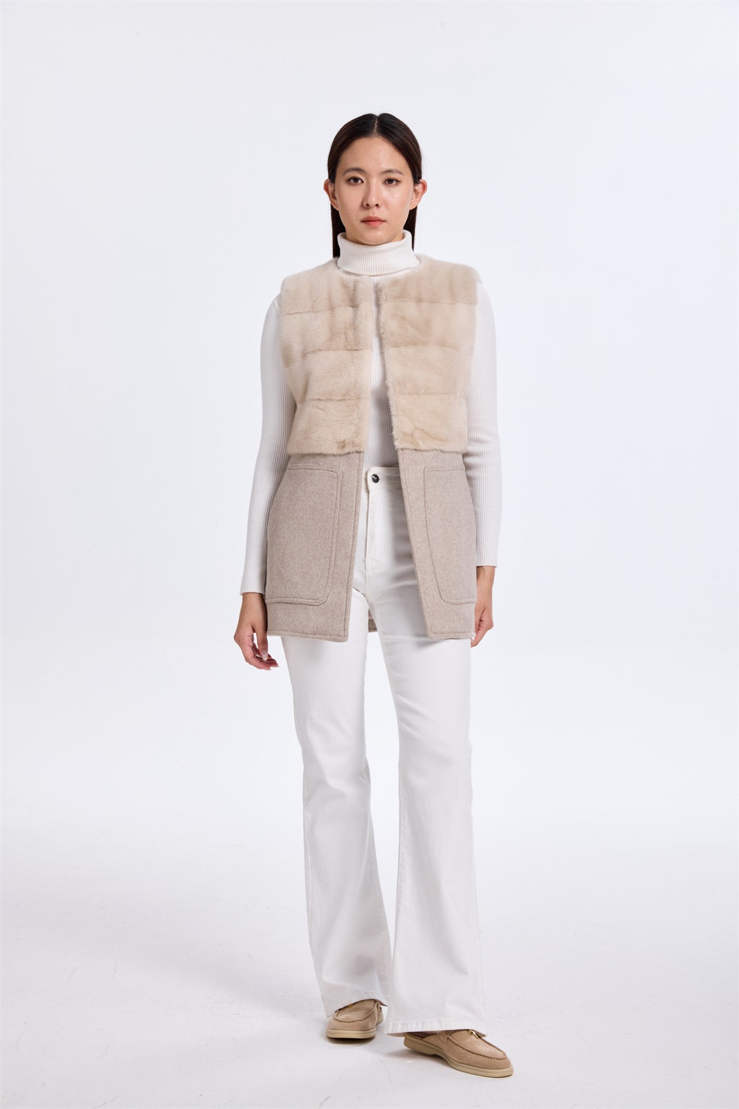 DYED IVORY LH MINK WITH WOOL ON TIME ON BOTTOM