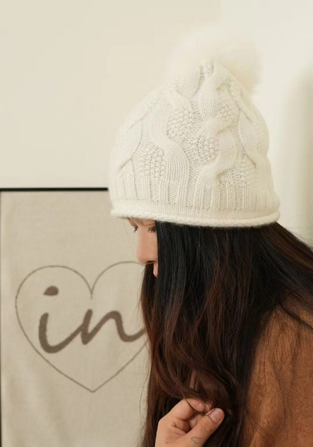 Pom Pom Beanie Cashmere