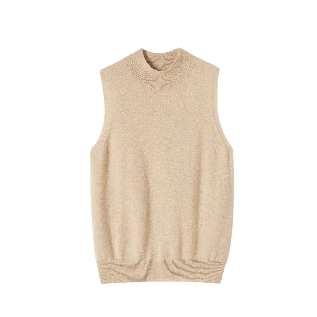 Leeveless Mock Neck Cashmere Top