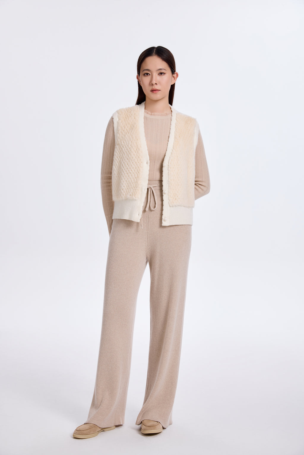 BEIGE MINK /KNIT VEST