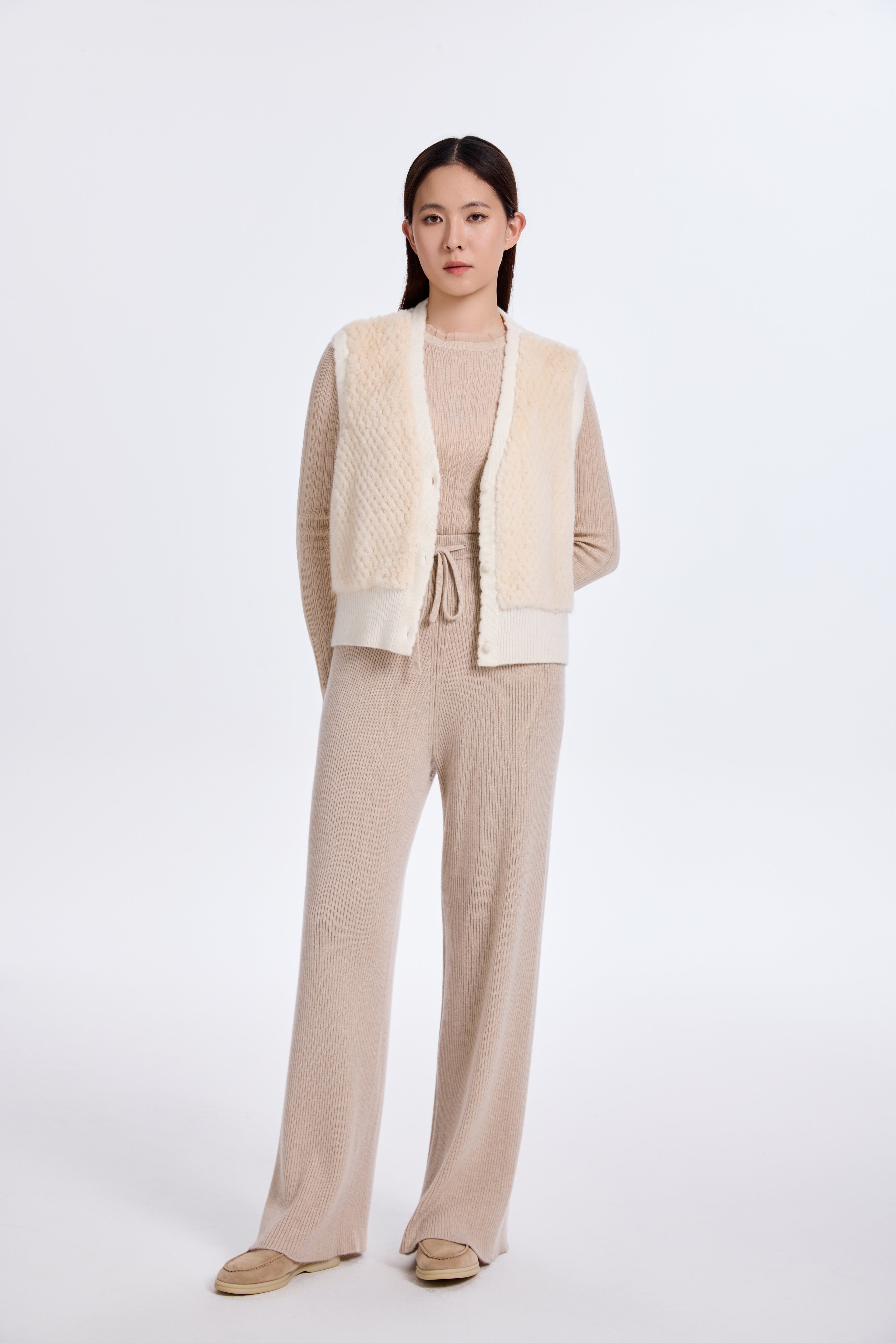 BEIGE MINK /KNIT VEST