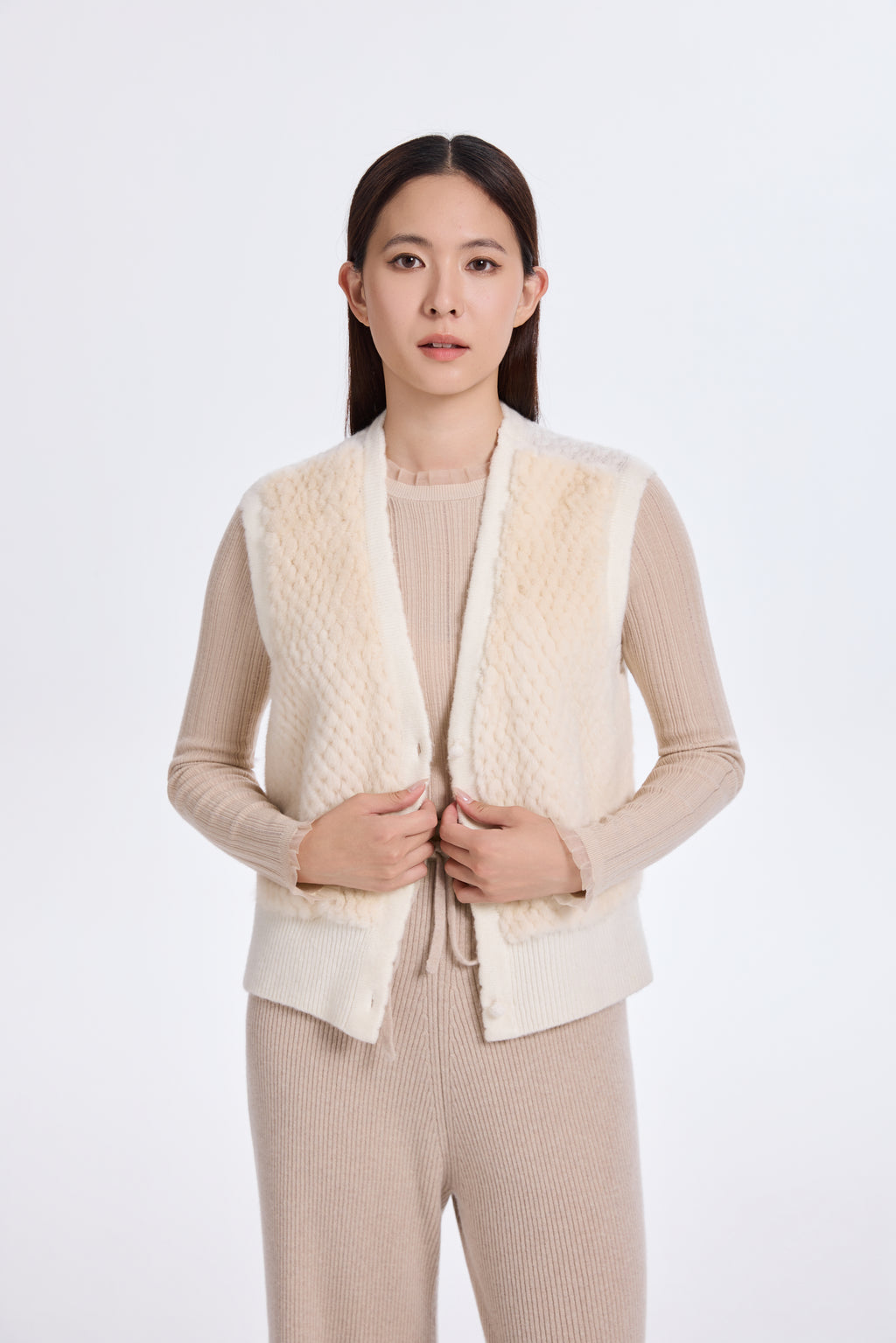 BEIGE MINK /KNIT VEST