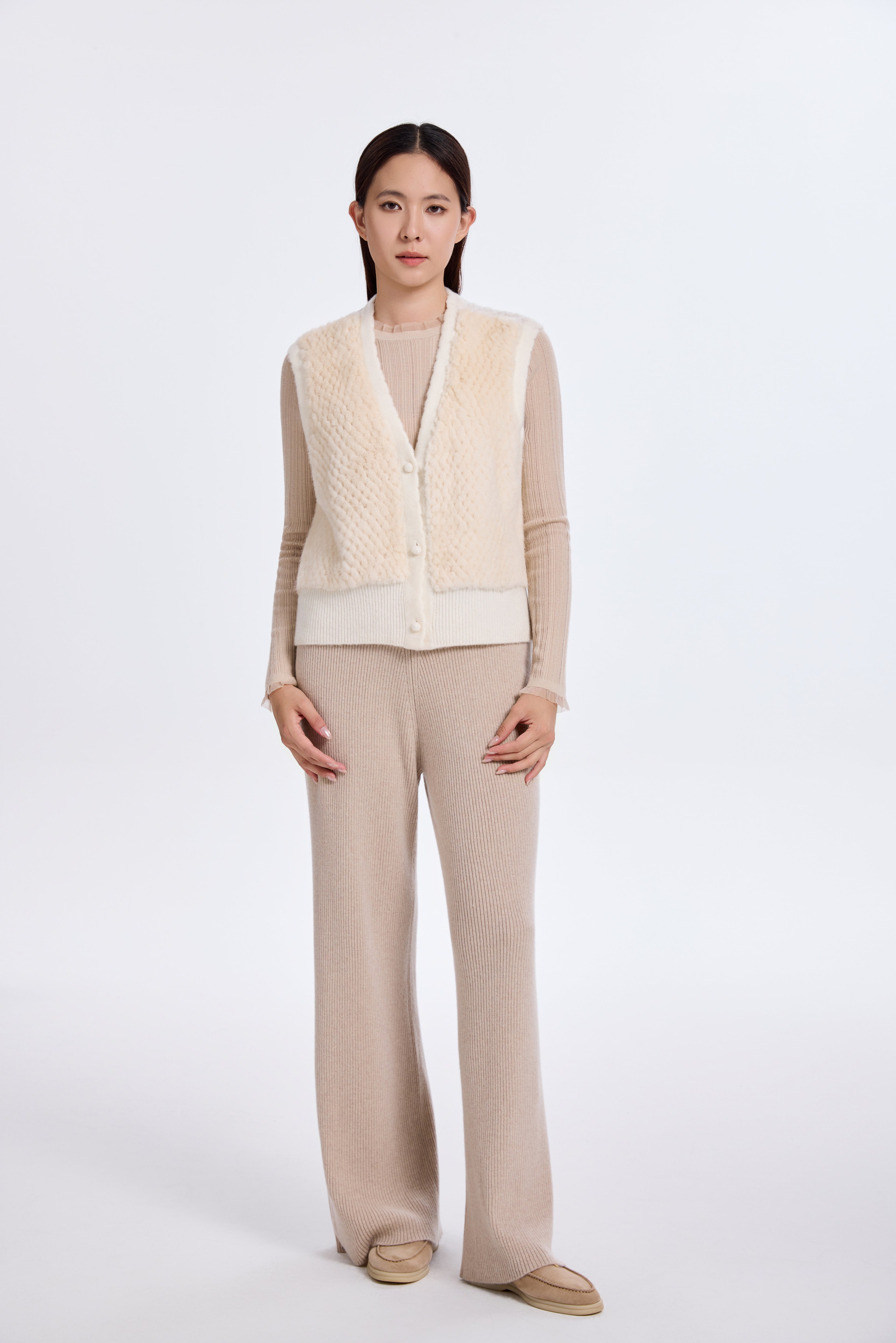 BEIGE MINK /KNIT VEST