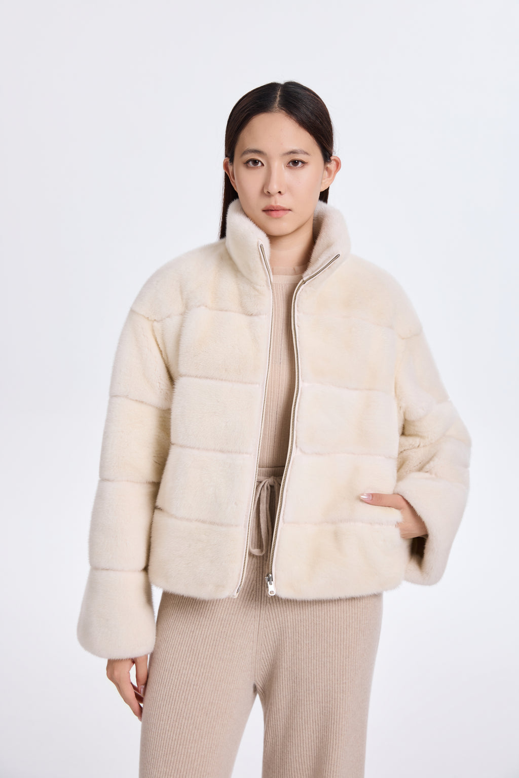 Dyed Ivory LH Mink Jacket, Rev