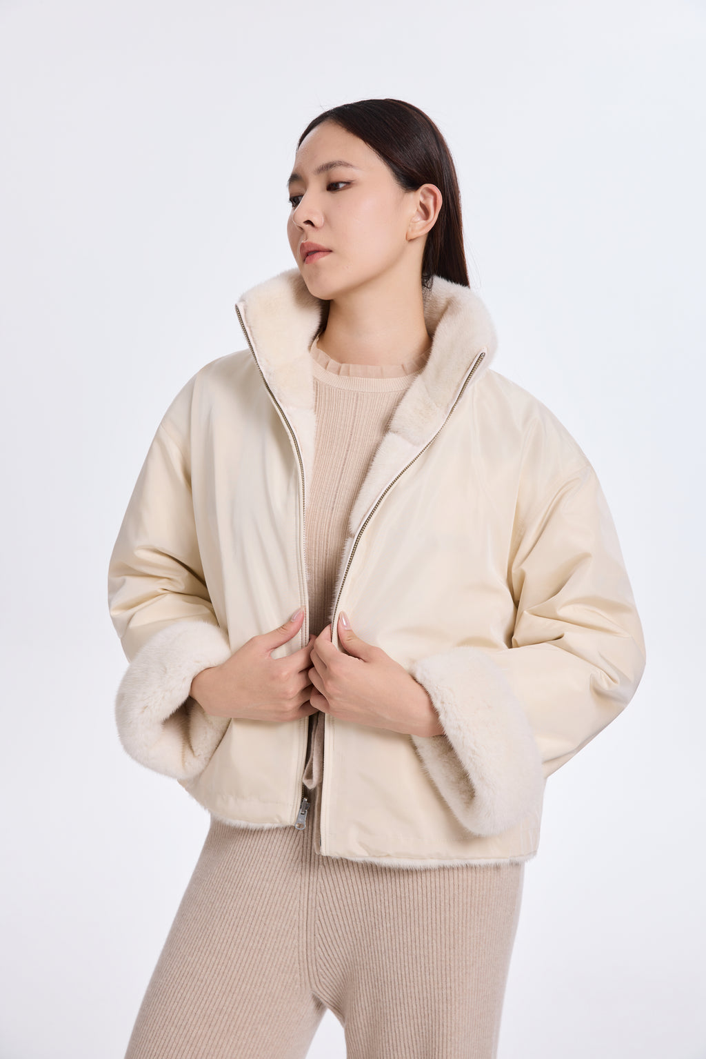 Dyed Ivory LH Mink Jacket, Rev