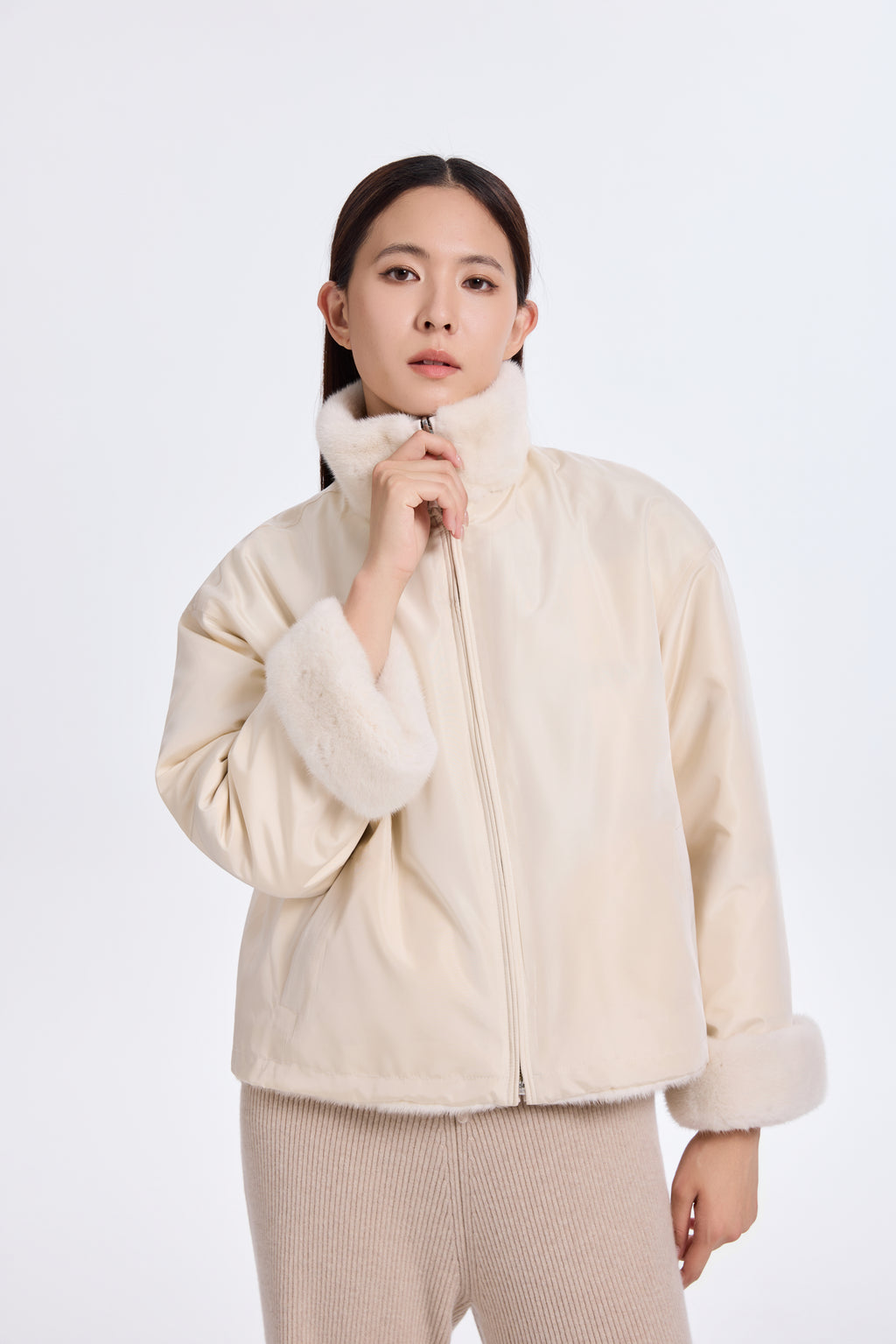 Dyed Ivory LH Mink Jacket, Rev