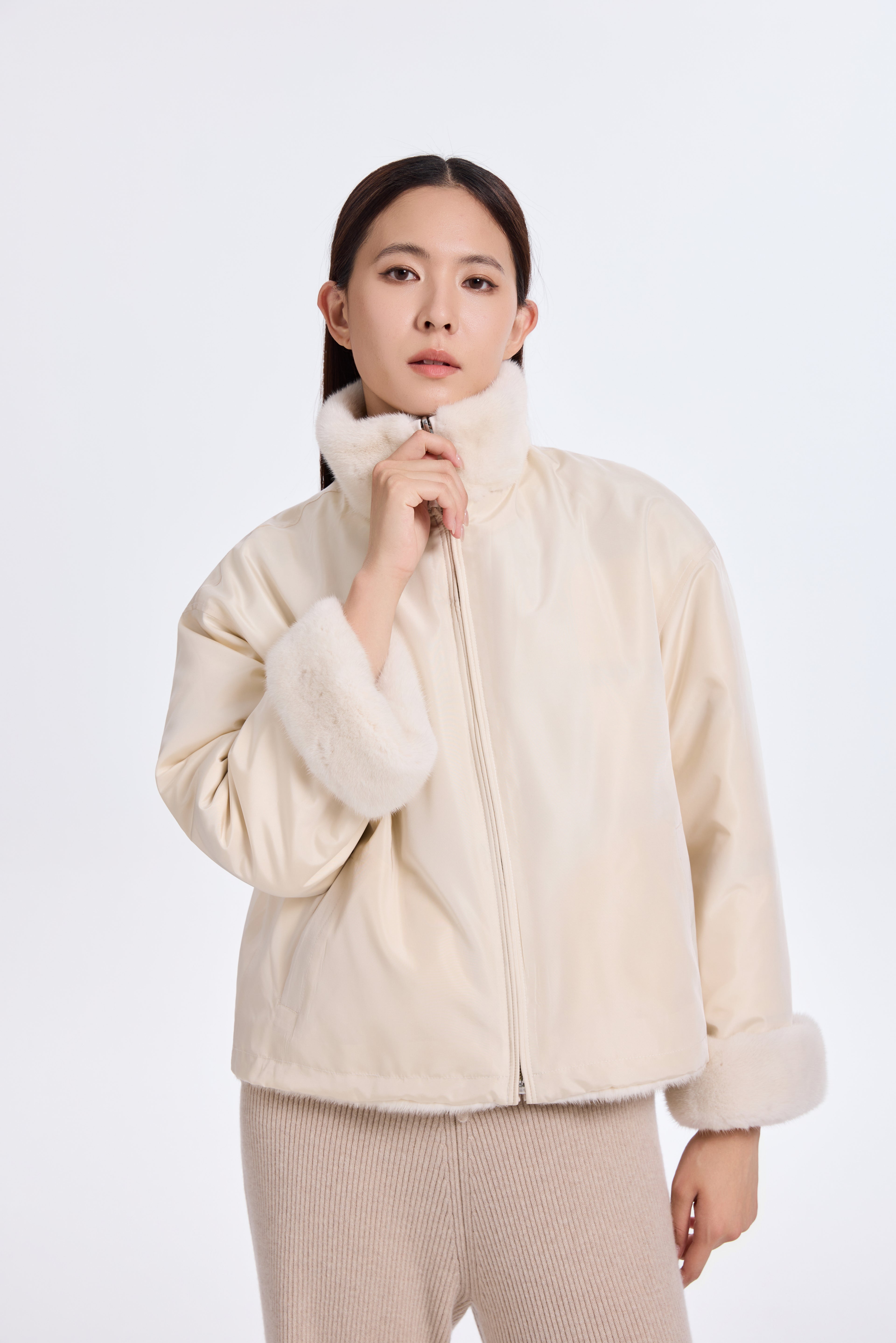 Dyed Ivory LH Mink Jacket, Rev