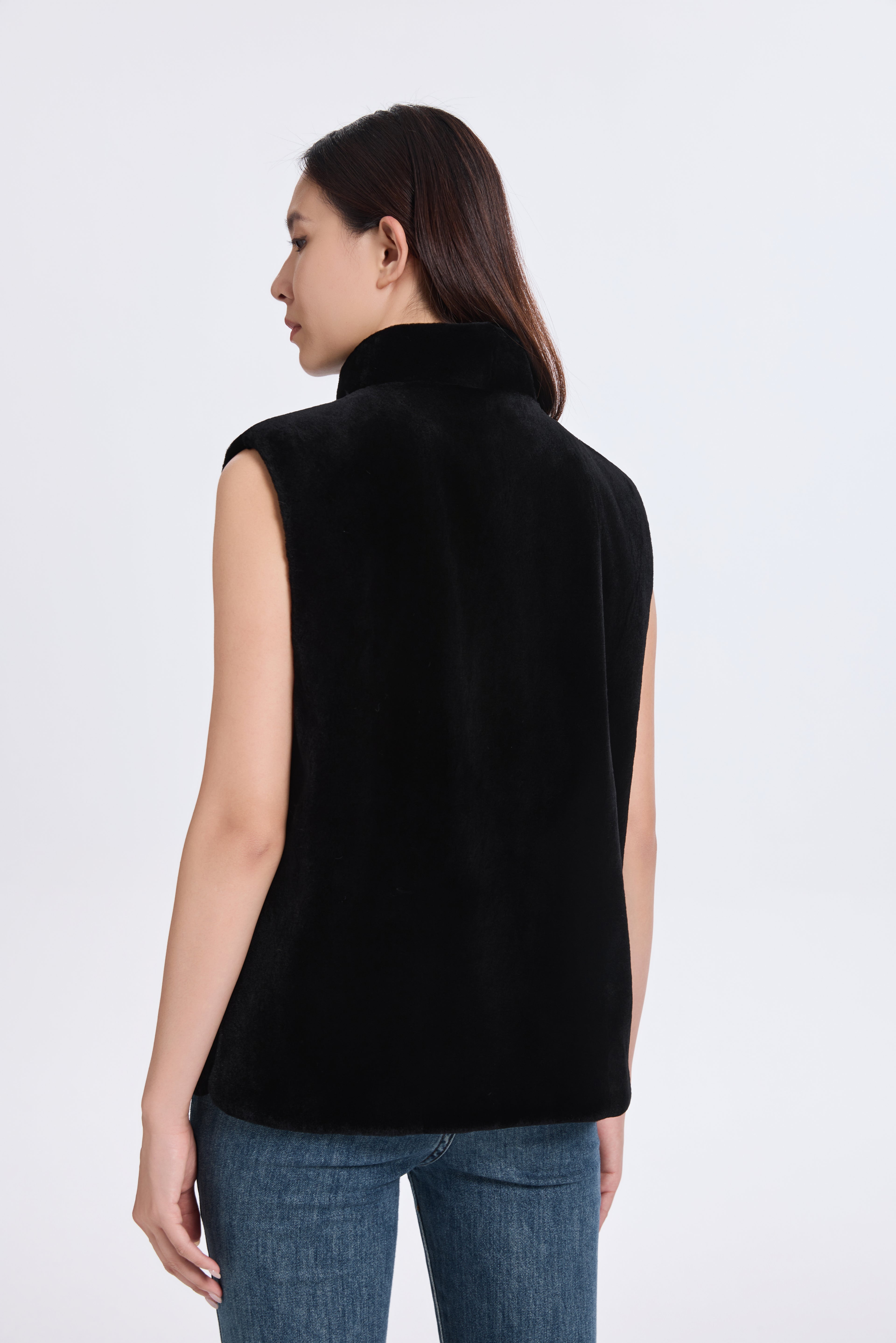 BLACK SHEARED MINK VEST