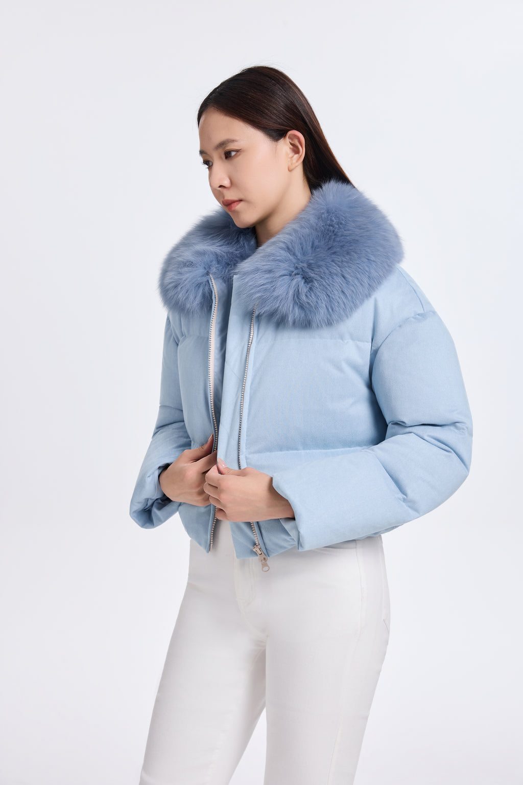 BABYBLUE DOWN JACKET WITH DTM FOZ COLLLAR
