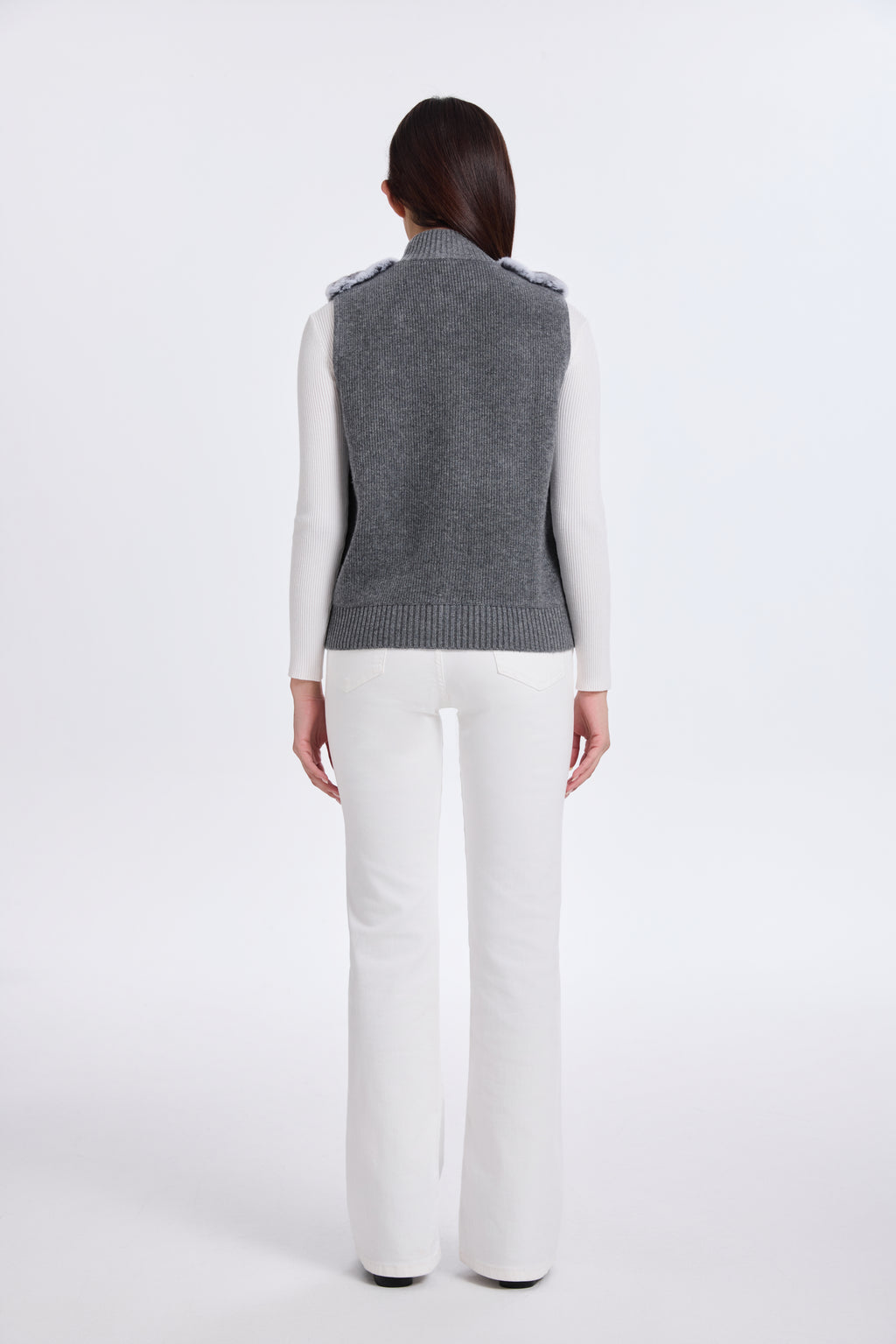 CHINCHILLA VEST WITH KNIT ON BACK