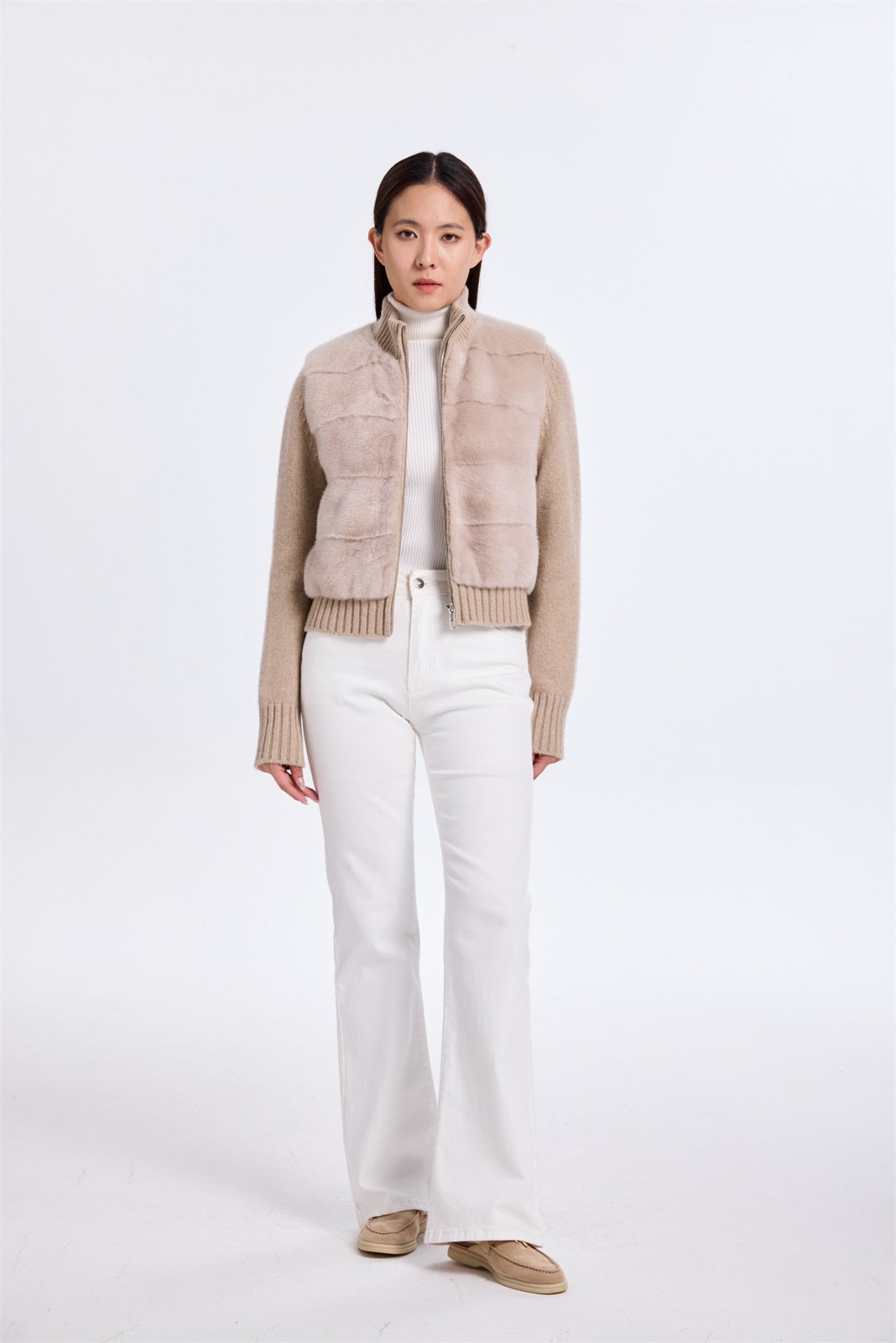 Brush Mink Jacket With Knit Cashmere Lining & Border