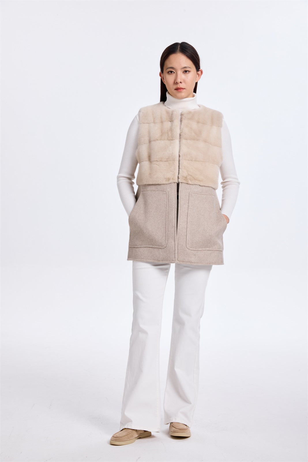 DYED IVORY LH MINK WITH WOOL ON TIME ON BOTTOM