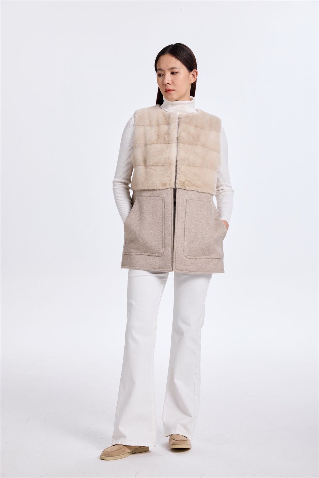 DYED IVORY LH MINK WITH WOOL ON TIME ON BOTTOM