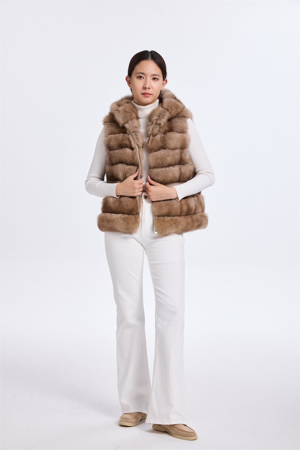 Sable Horizontol Vest With Hood