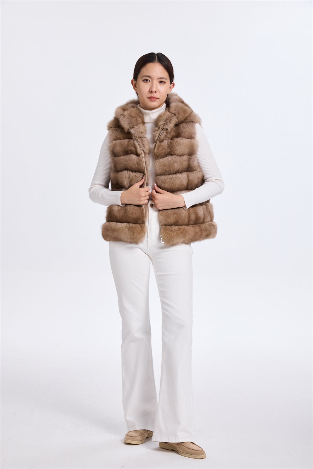 Sable Horizontol Vest With Hood