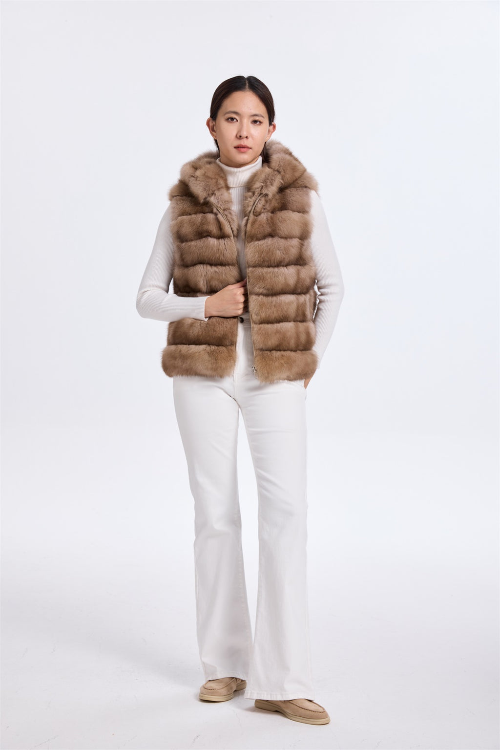 Sable Horizontol Vest With Hood