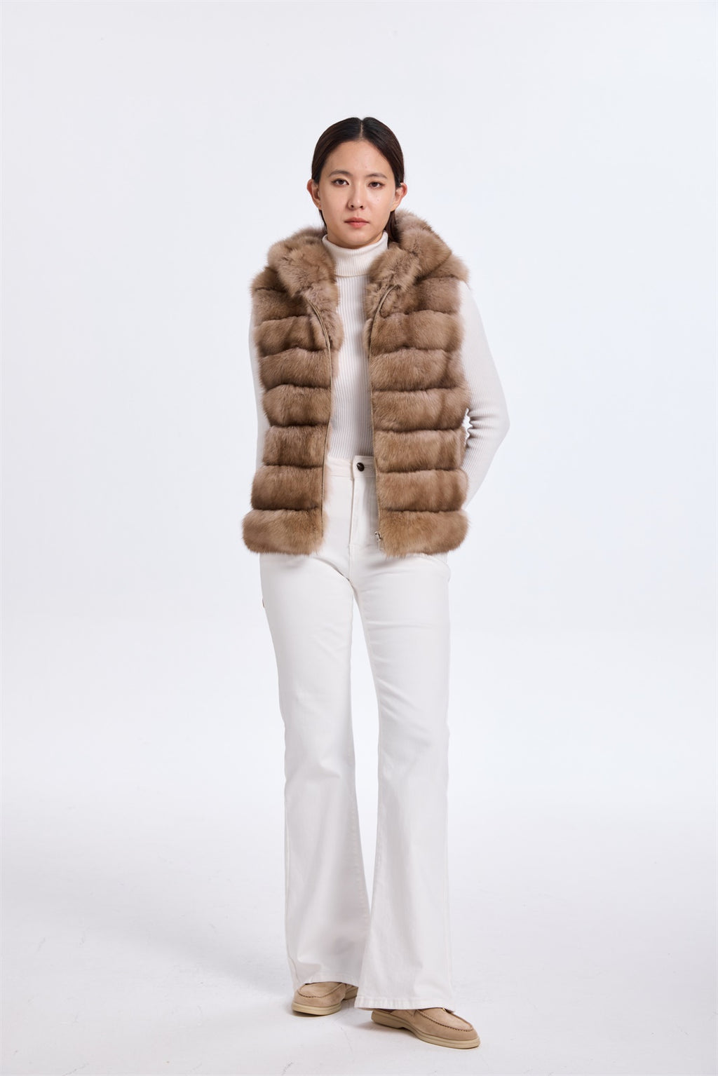 Sable Horizontol Vest With Hood