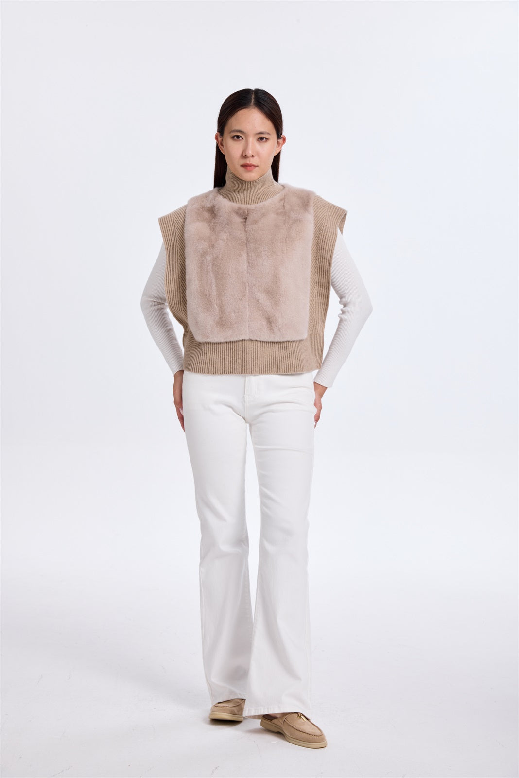 Paneled Fur Sweater Vest