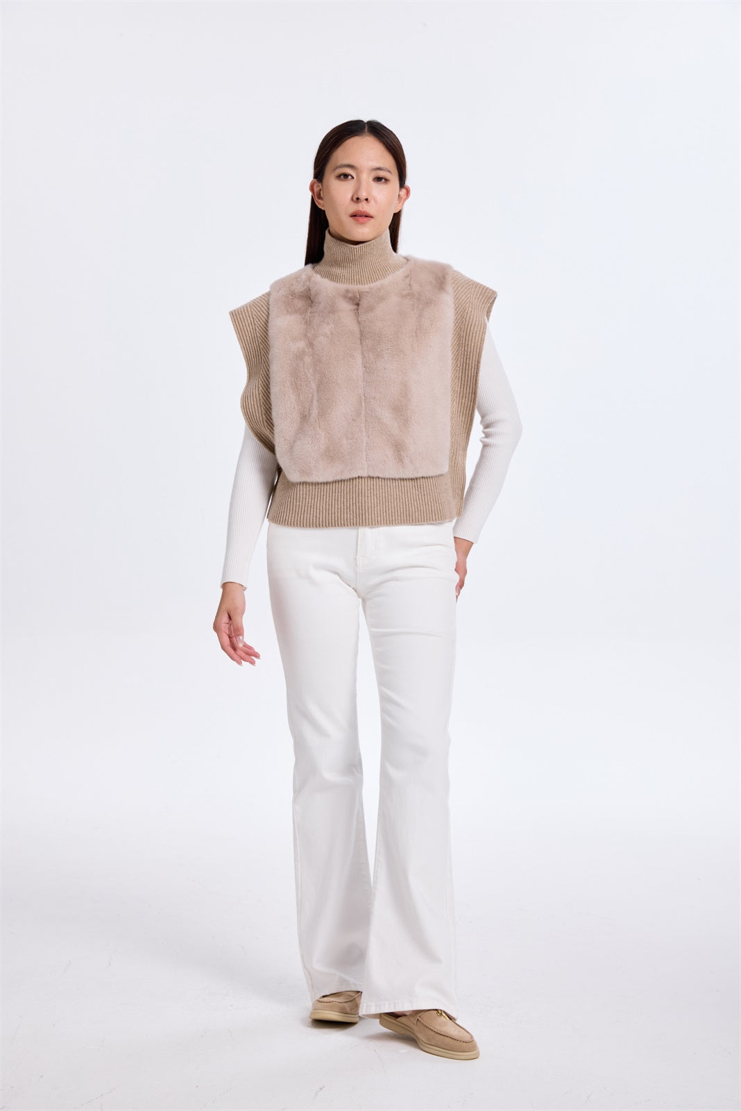 Paneled Fur Sweater Vest