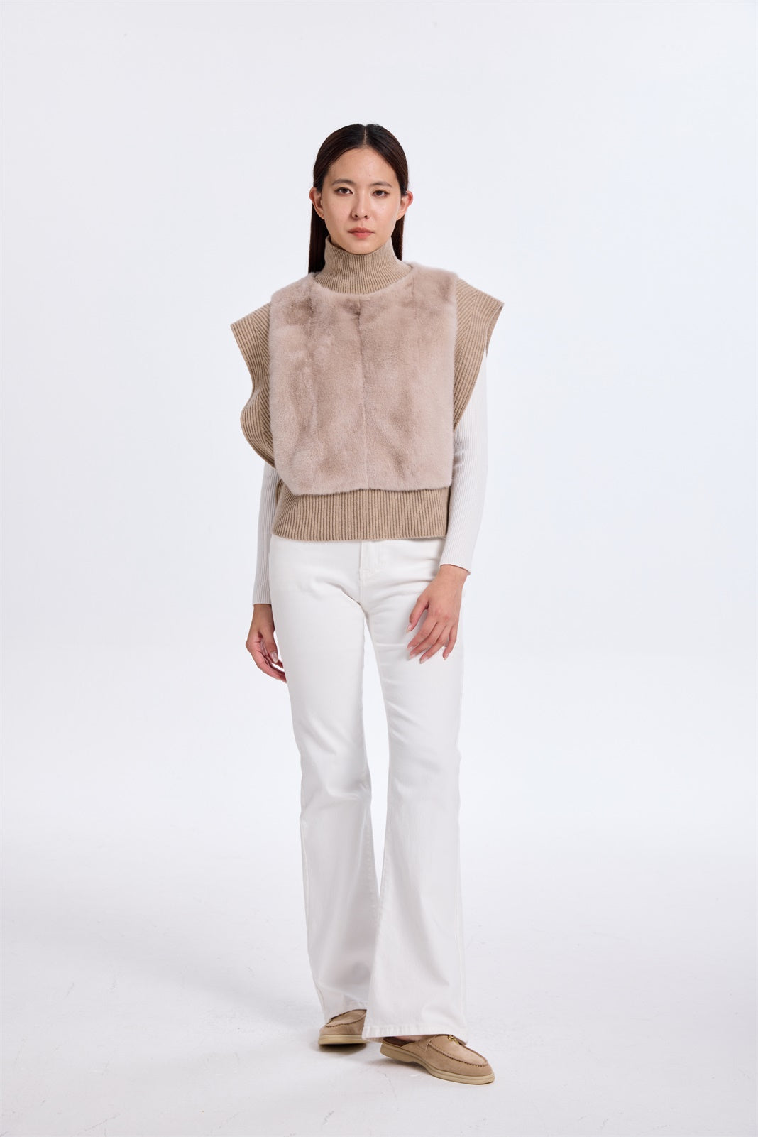 Paneled Fur Sweater Vest