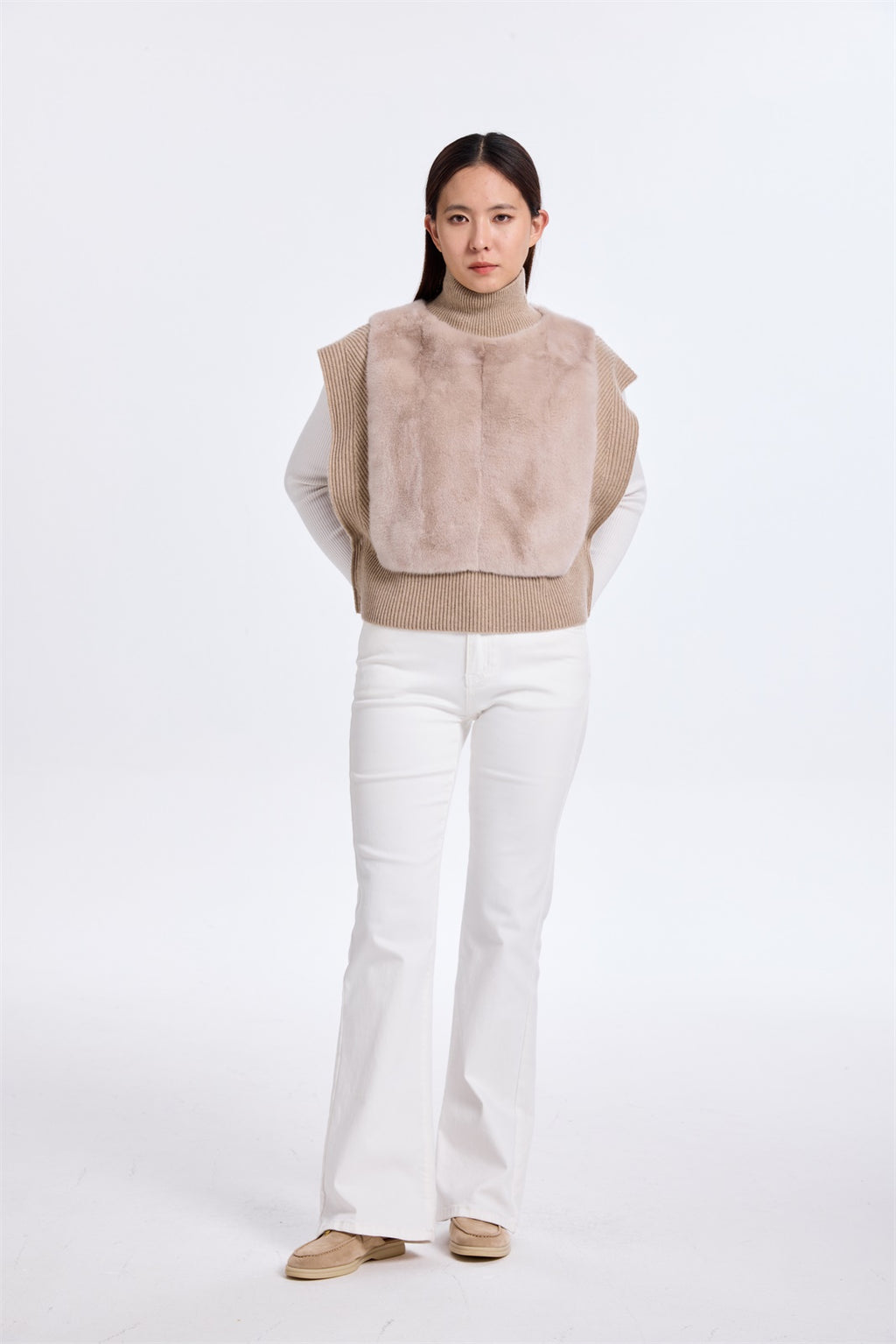 Paneled Fur Sweater Vest