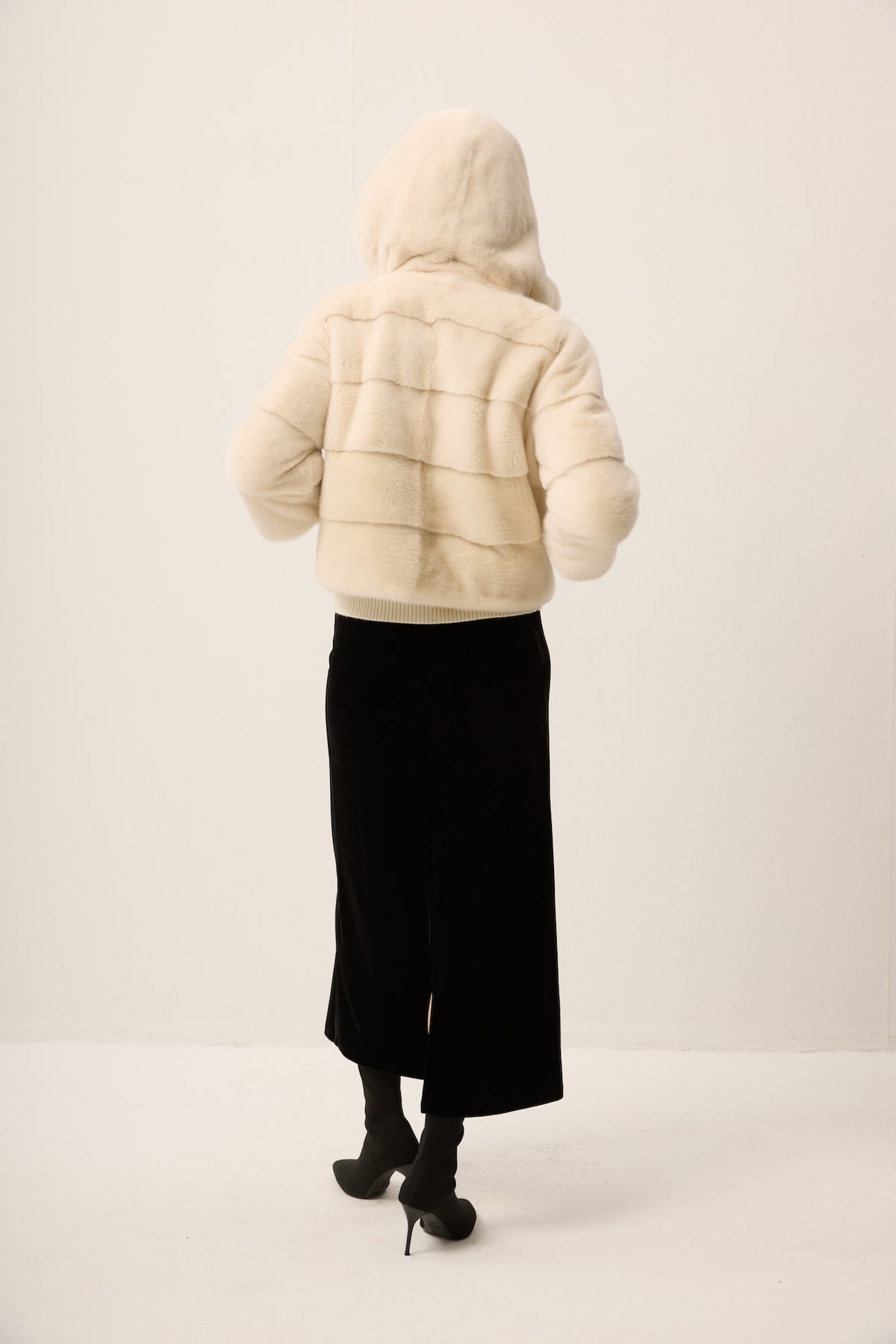 IVORY MINK JACKET WITH HOOD