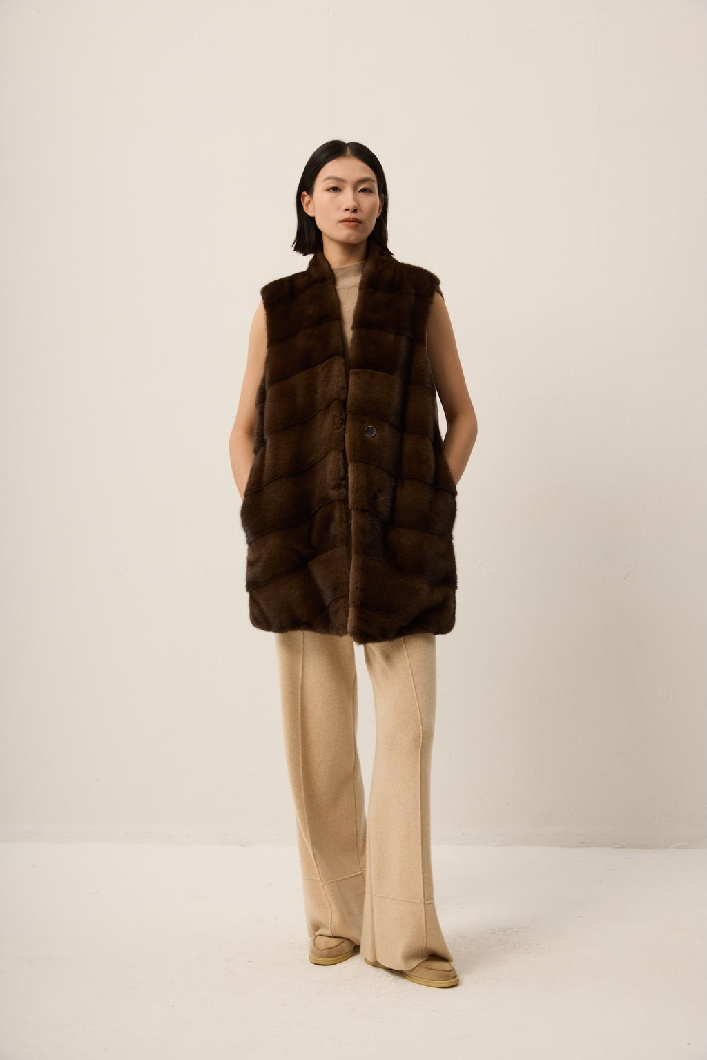 BROWN MINK WITH CASHMERE VEST, REVERSIBLE