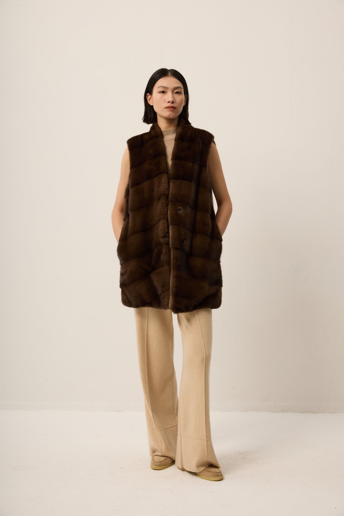 BROWN MINK WITH CASHMERE VEST, REVERSIBLE
