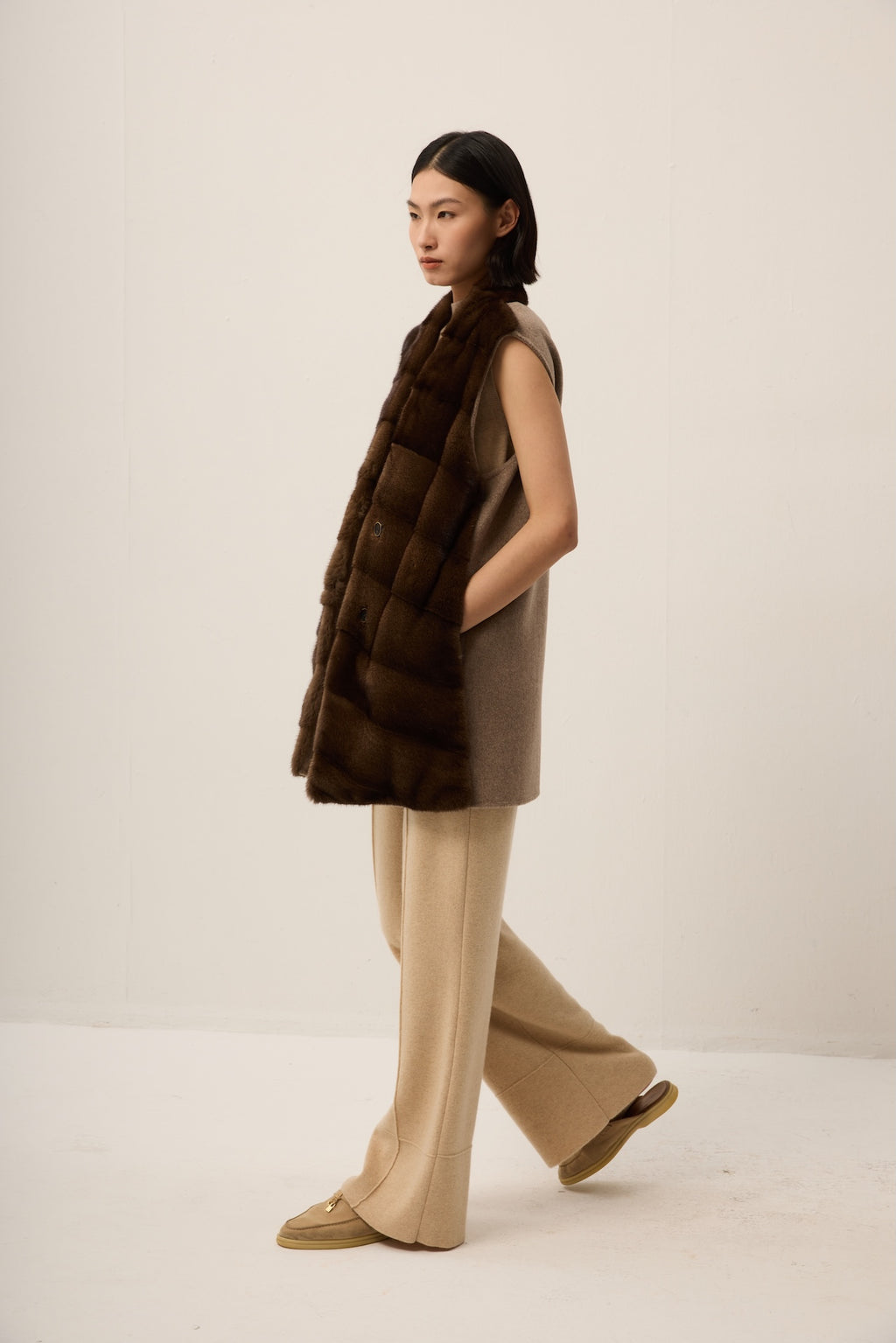 BROWN MINK WITH CASHMERE VEST, REVERSIBLE