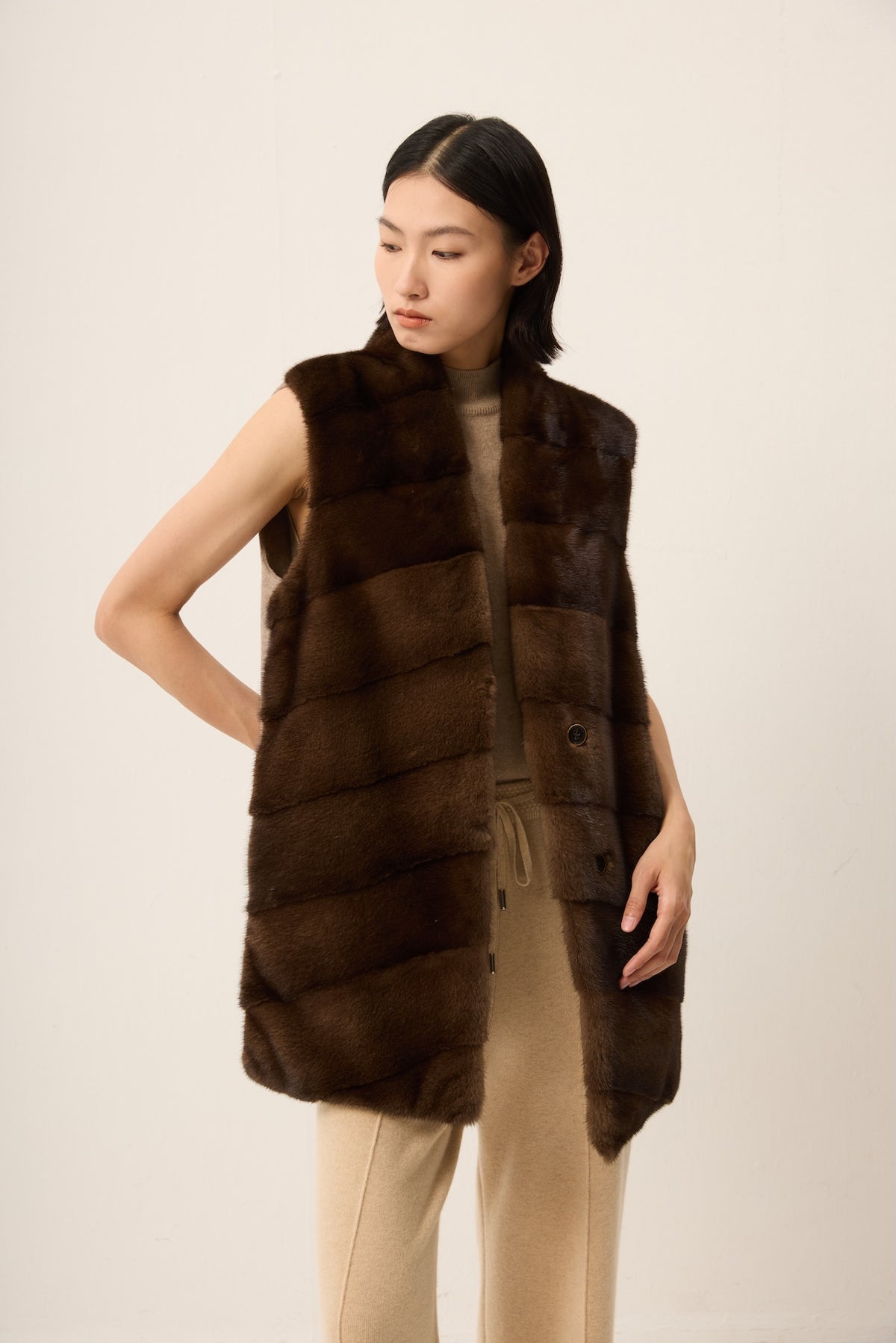BROWN MINK WITH CASHMERE VEST, REVERSIBLE