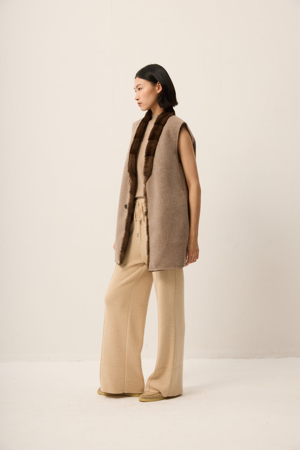 BROWN MINK WITH CASHMERE VEST, REVERSIBLE