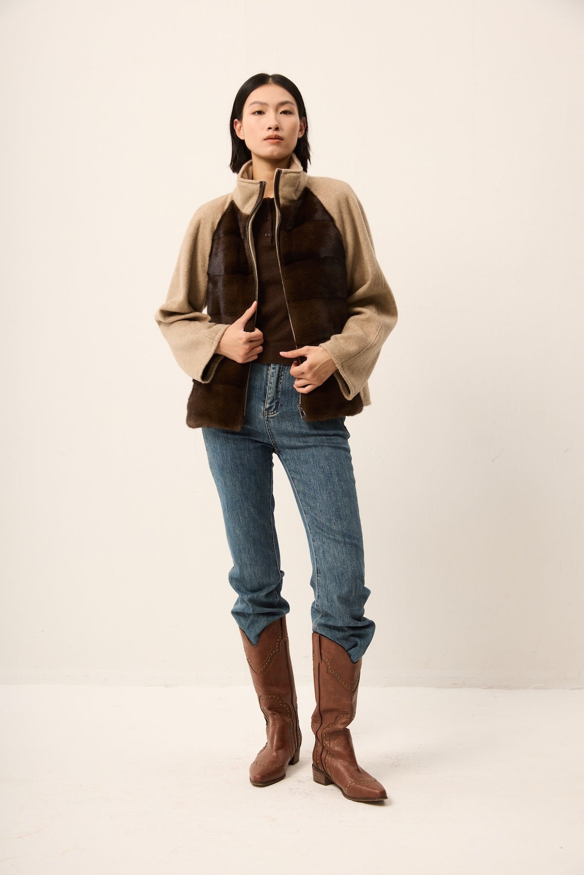 DARK BROWN MINK CASHMERE JACKET