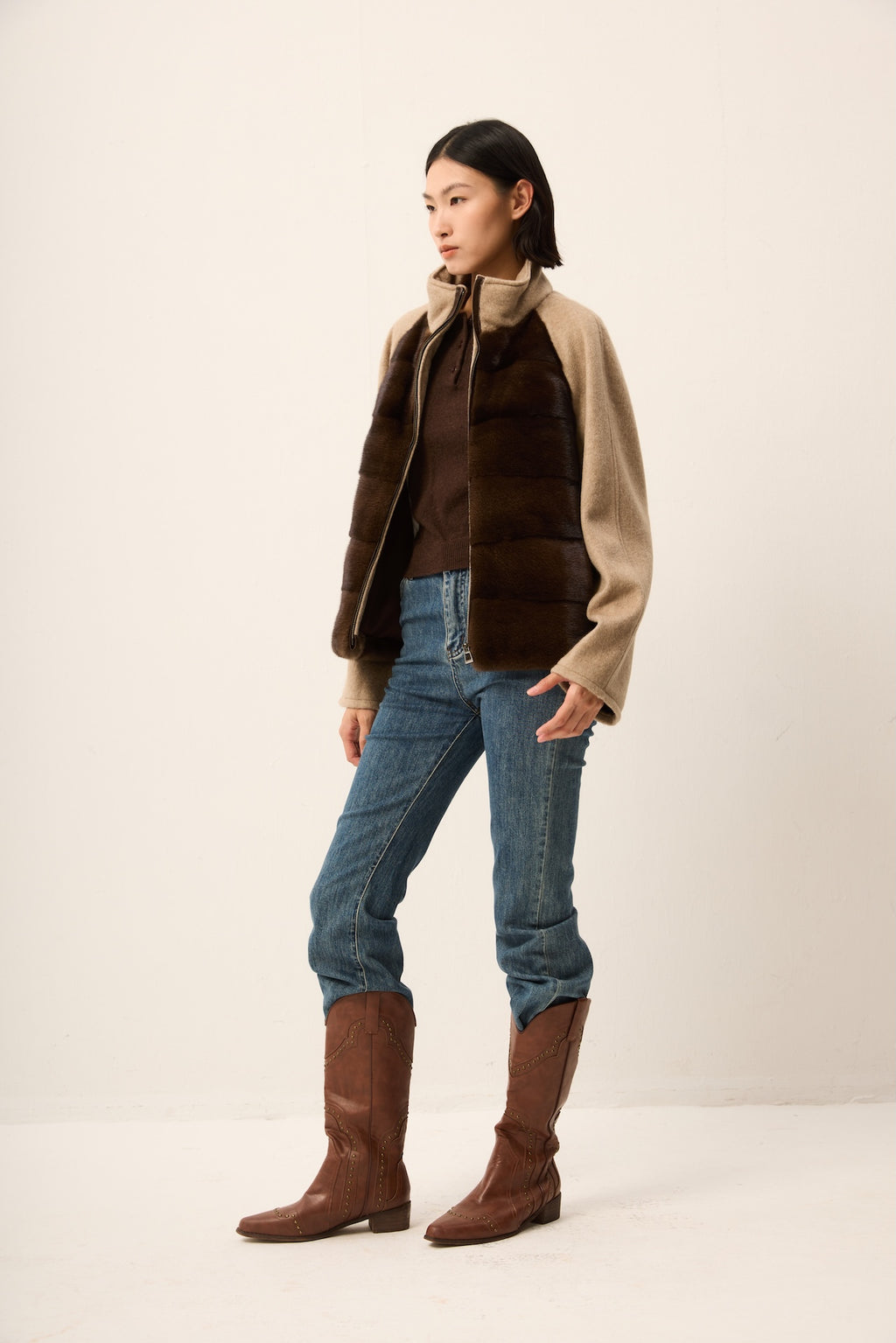 DARK BROWN MINK CASHMERE JACKET