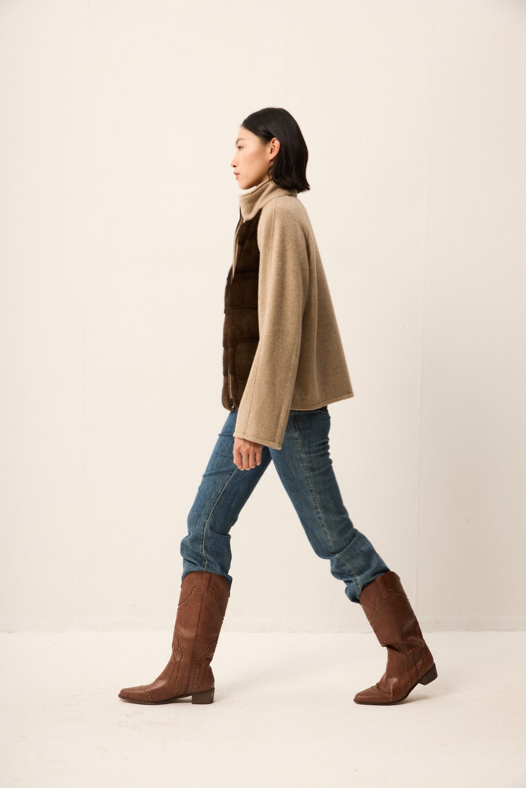 DARK BROWN MINK CASHMERE JACKET