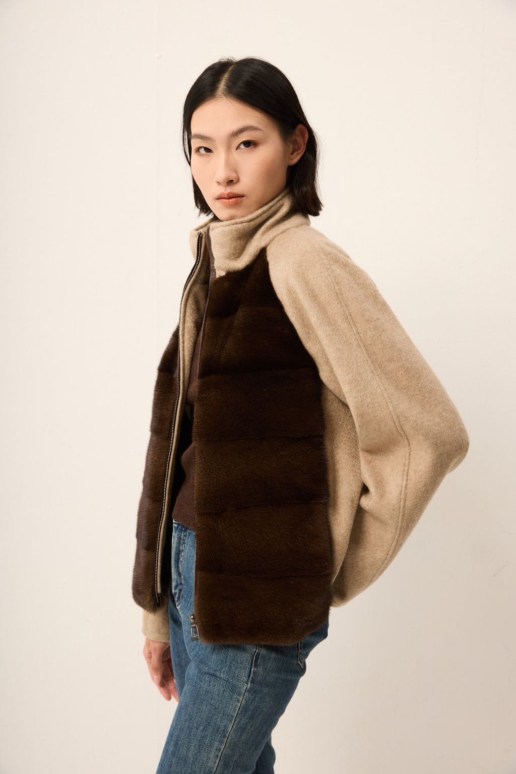 DARK BROWN MINK CASHMERE JACKET