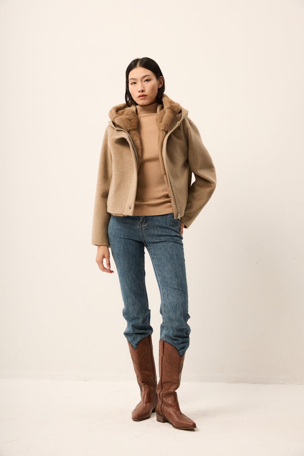 BLONDE MINK CASHMERE TWIN SET JACKET