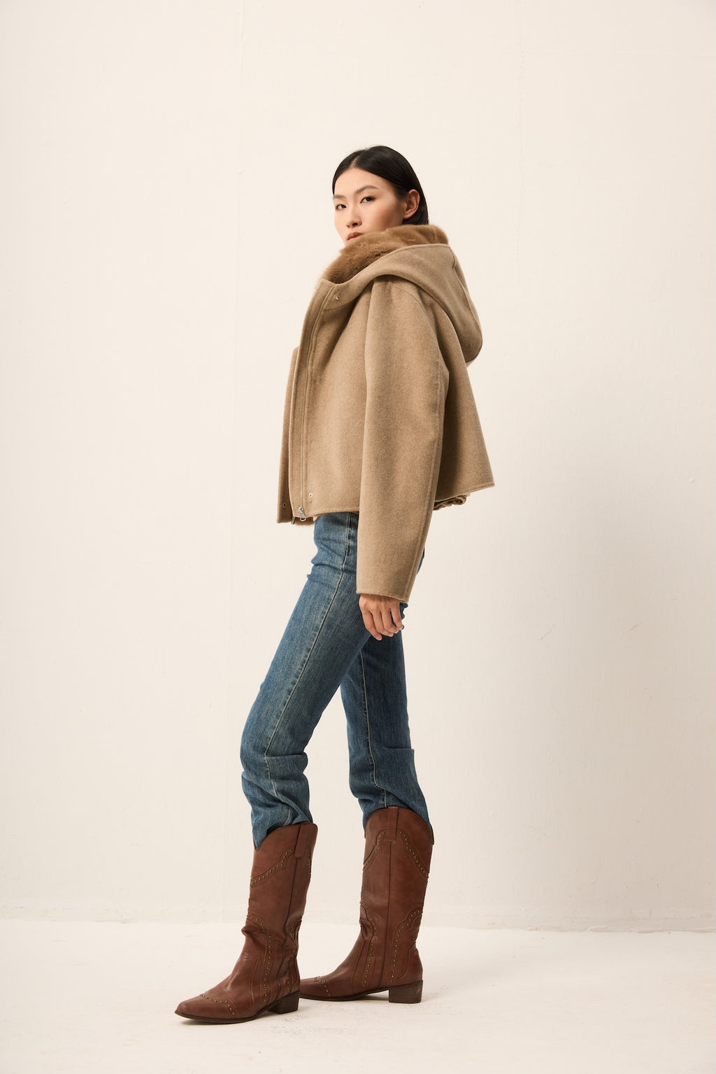 BLONDE MINK CASHMERE TWIN SET JACKET