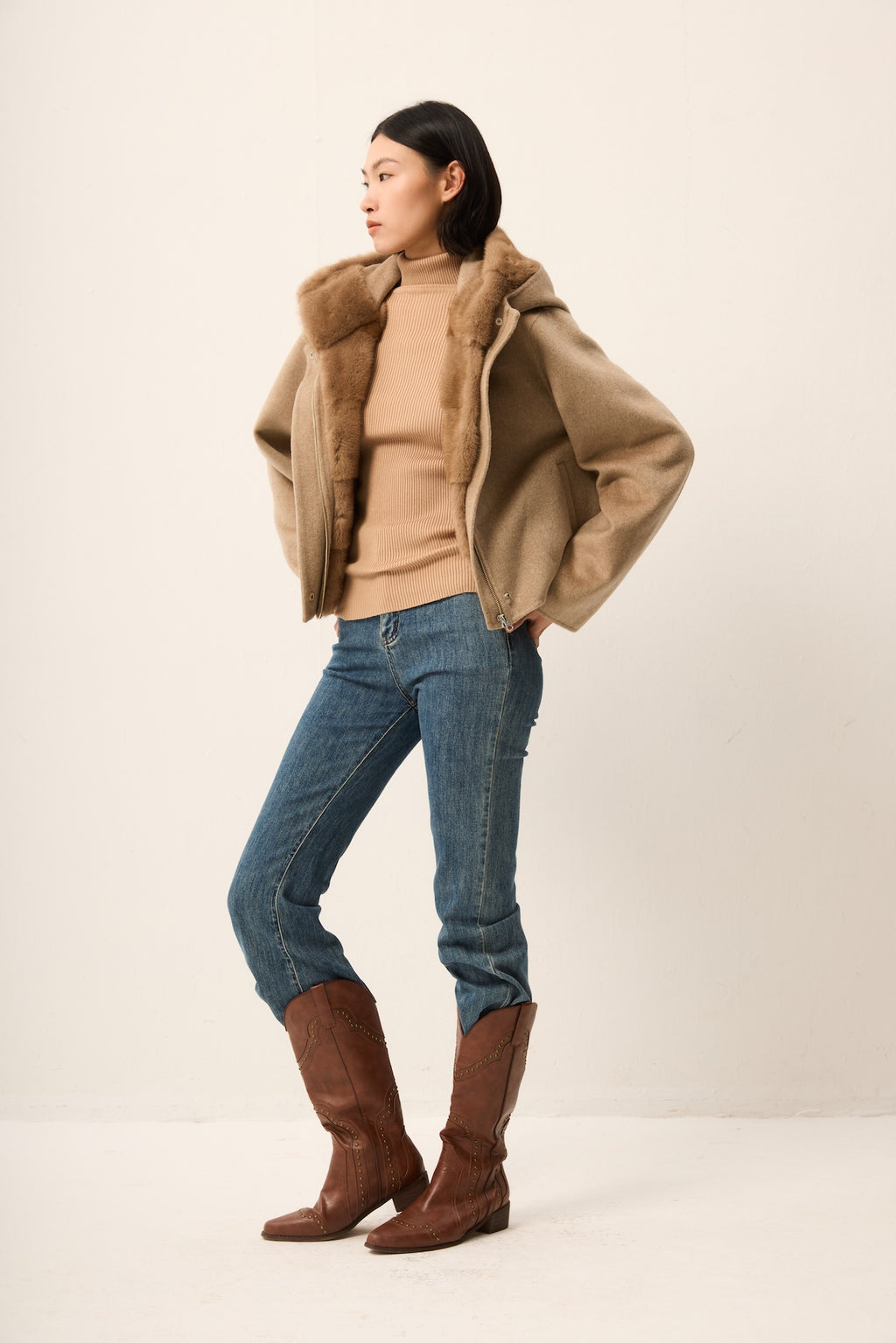 BLONDE MINK CASHMERE TWIN SET JACKET