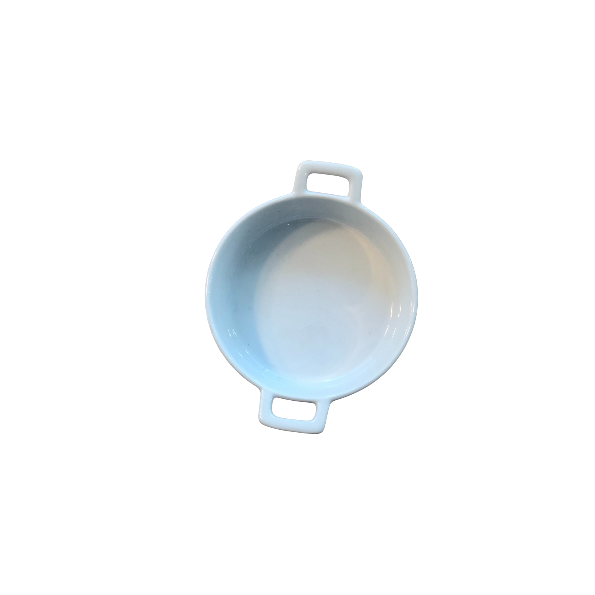 MANIFATTURA DI SARONNO, SMALL PORCELAIN WHITE COCOTTE WITH HANDLES DIAMETER  CM 10