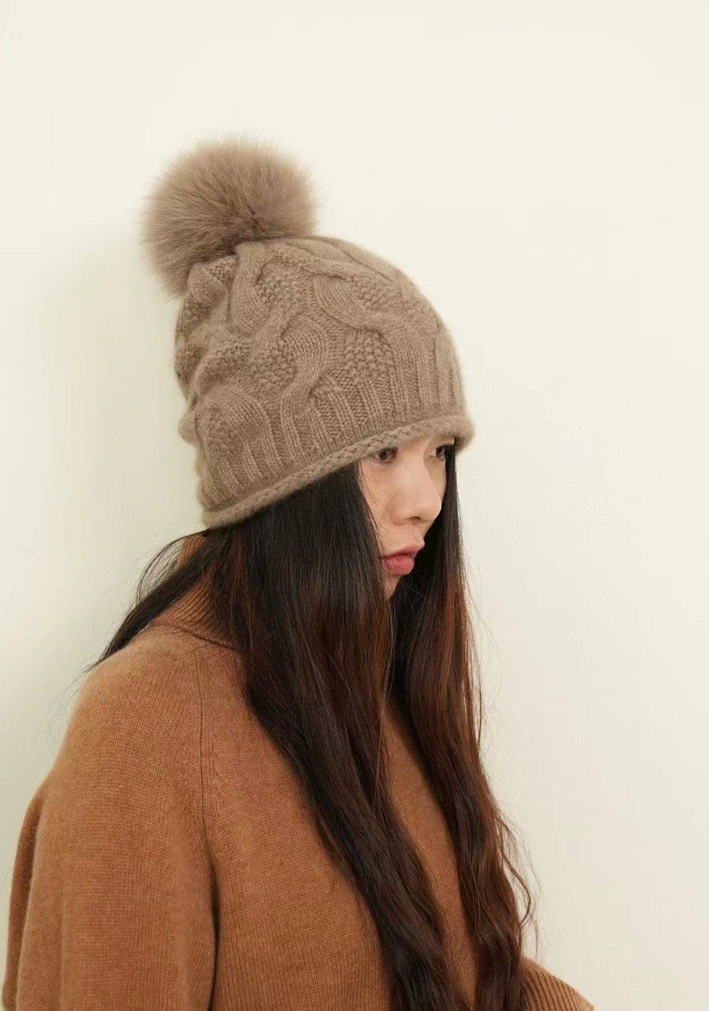 Pom Pom Beanie Cashmere