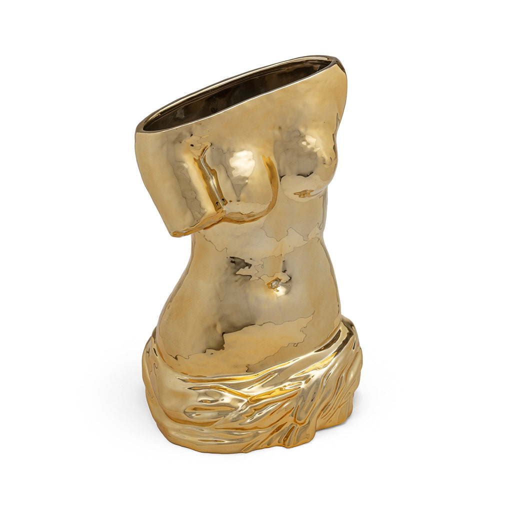 "MILO" PORCELAINE VASE GOLD Cm.28x25,5 h.38,5