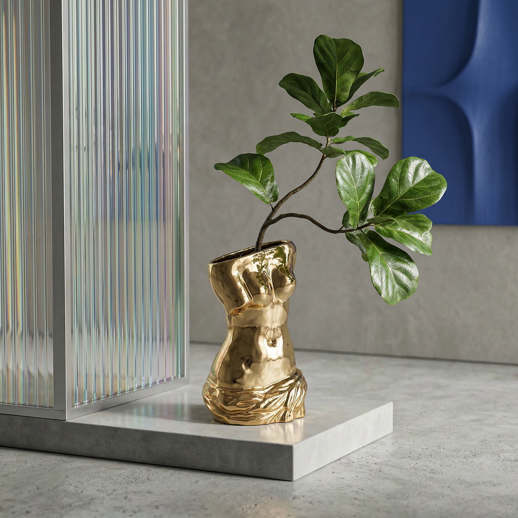 "MILO" PORCELAINE VASE GOLD Cm.28x25,5 h.38,5