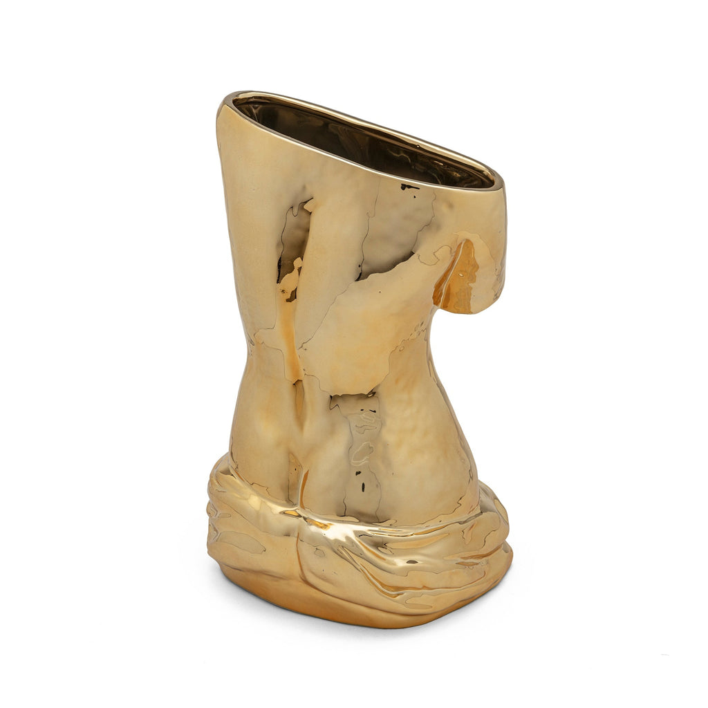 "MILO" PORCELAINE VASE GOLD Cm.28x25,5 h.38,5