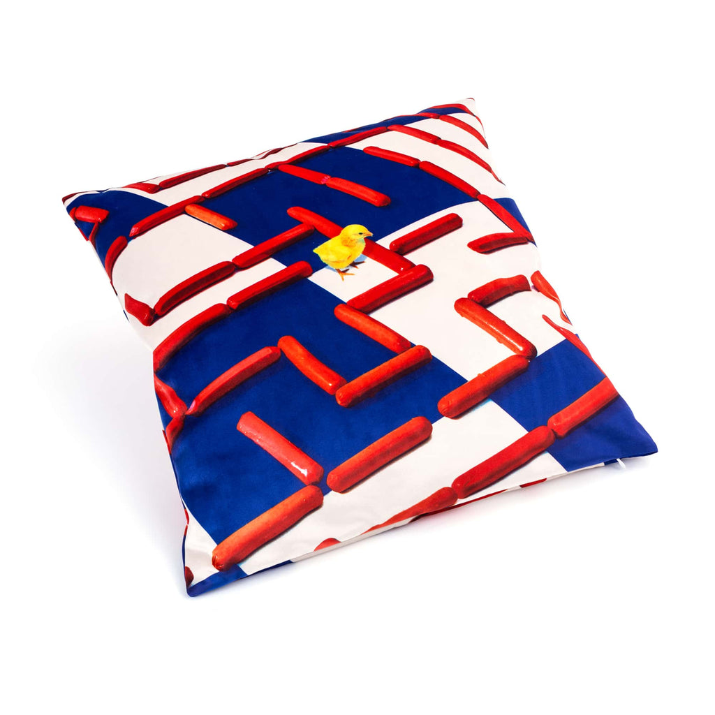 POLYESTER CUSHION WITH PLUME PADDING "HYBRID" Cm.50x50 - LABYRINTH