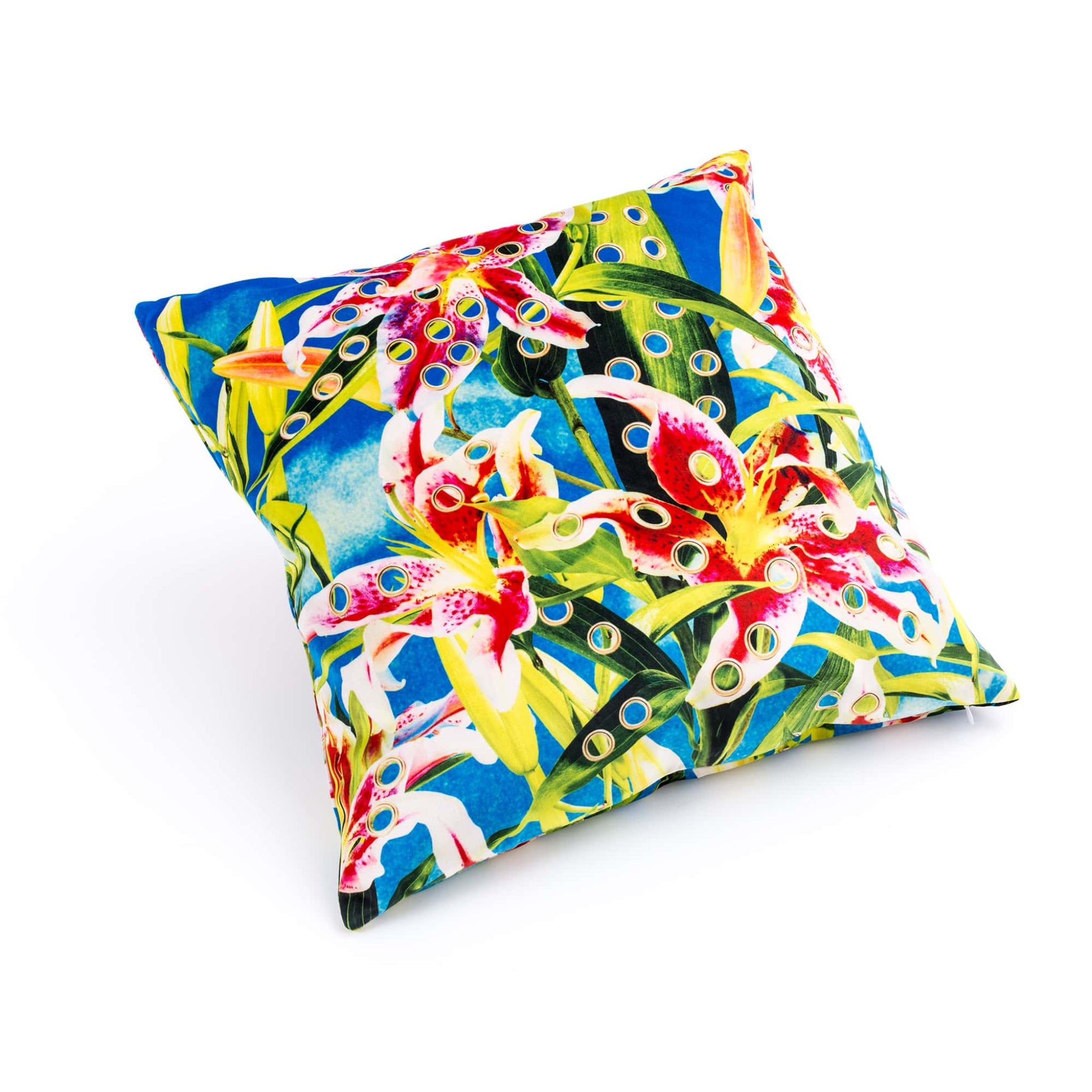 POLYESTER CUSHION WITH PLUME "TOILETPAPER" Cm.50x50 - FLOWERS WITH HOLES
