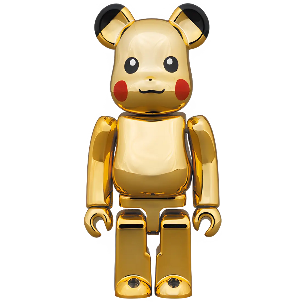 PIKACHU BEARBRICK GOLD CHROME 400% + 100%
