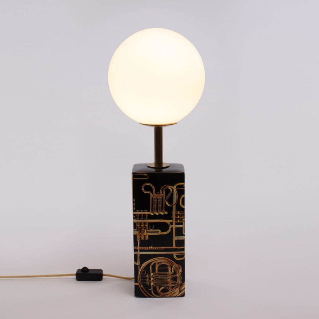 PORCELAIN LED TTABLE LAMP "TOILETPAPER UK"CM24 H70 TRUMPETS