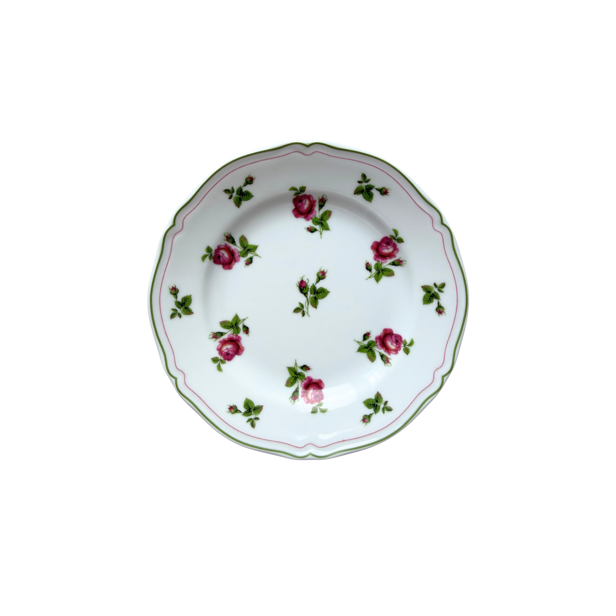 LE COQ PORCELAIN "NEOS ANTHIROS" COLLECTION BREAD PLATE  WITH ROSES DECORATION
