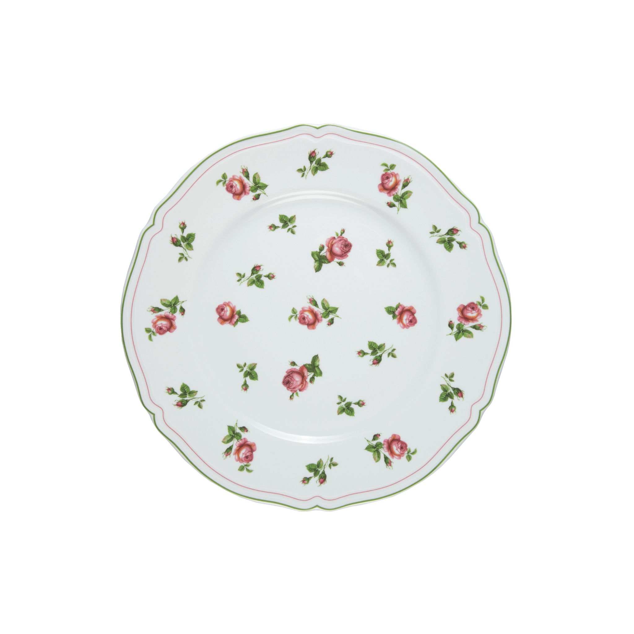 LE COQ PORCELAIN "NEOS ANTHIROS" COLLECTION DINNER PLATE WITH ROSES DECORATION
