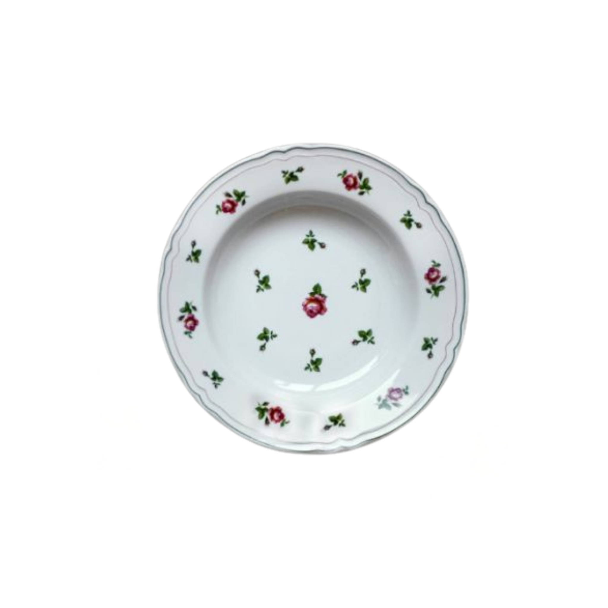 LE COQ PORCELAIN "NEOS ANTHIROS" COLLECTION DEEP PLATE WITH ROSES DECORATION